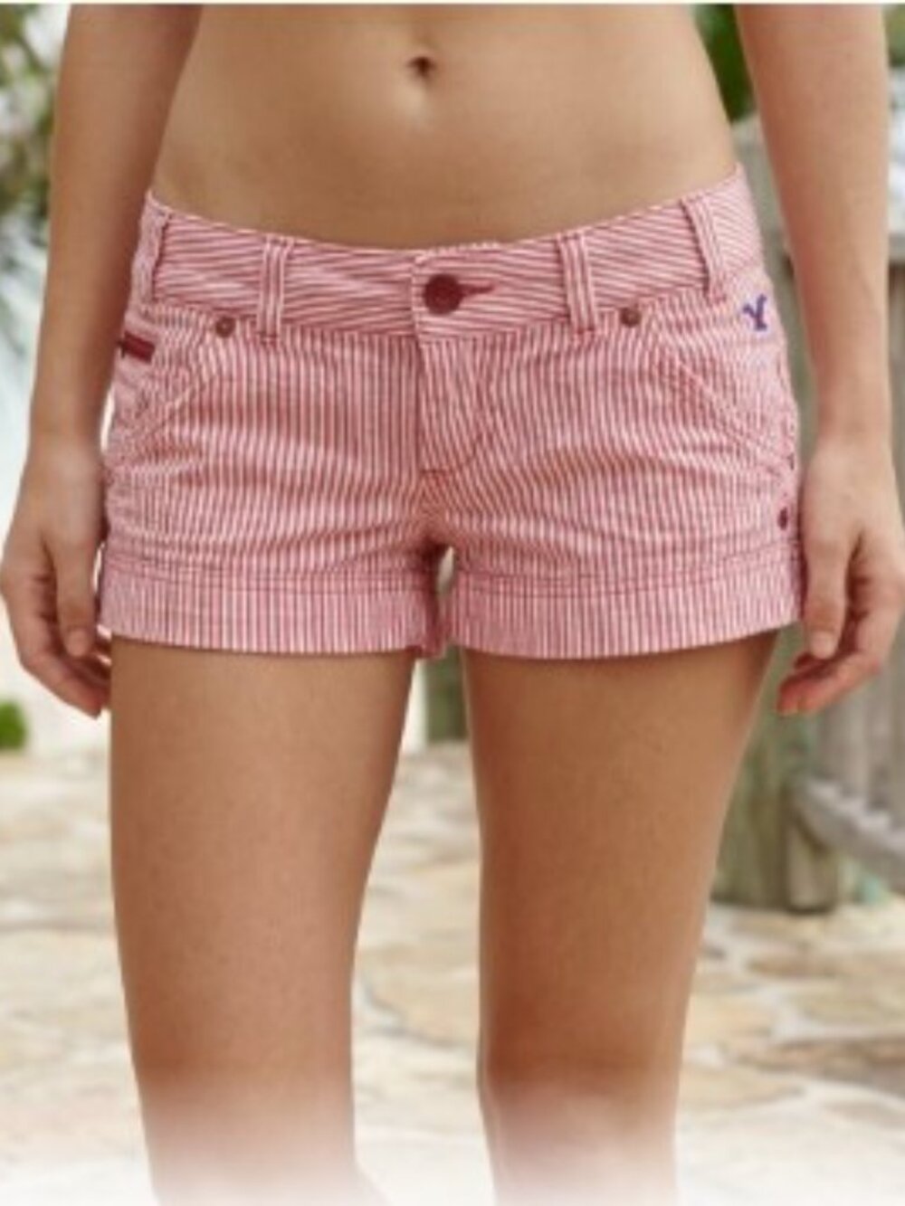 VTG Y2K AMERICAN EAGLE NAUTICAL STRIPED LOW RISE MINI SHORTS 2